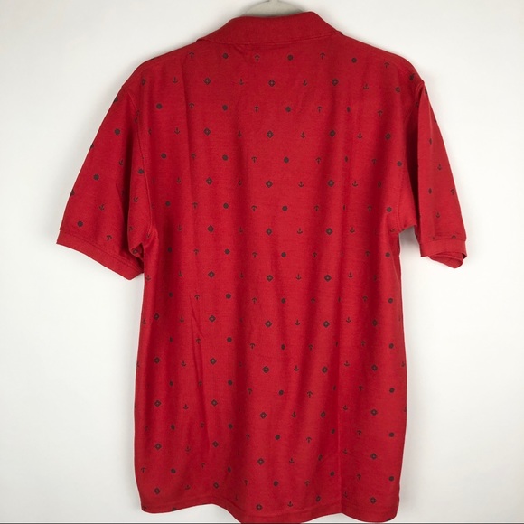 NWOT Surf Ride Red Polo Short Sleeve Shirt Anchor Printed - Picture 4 of 9